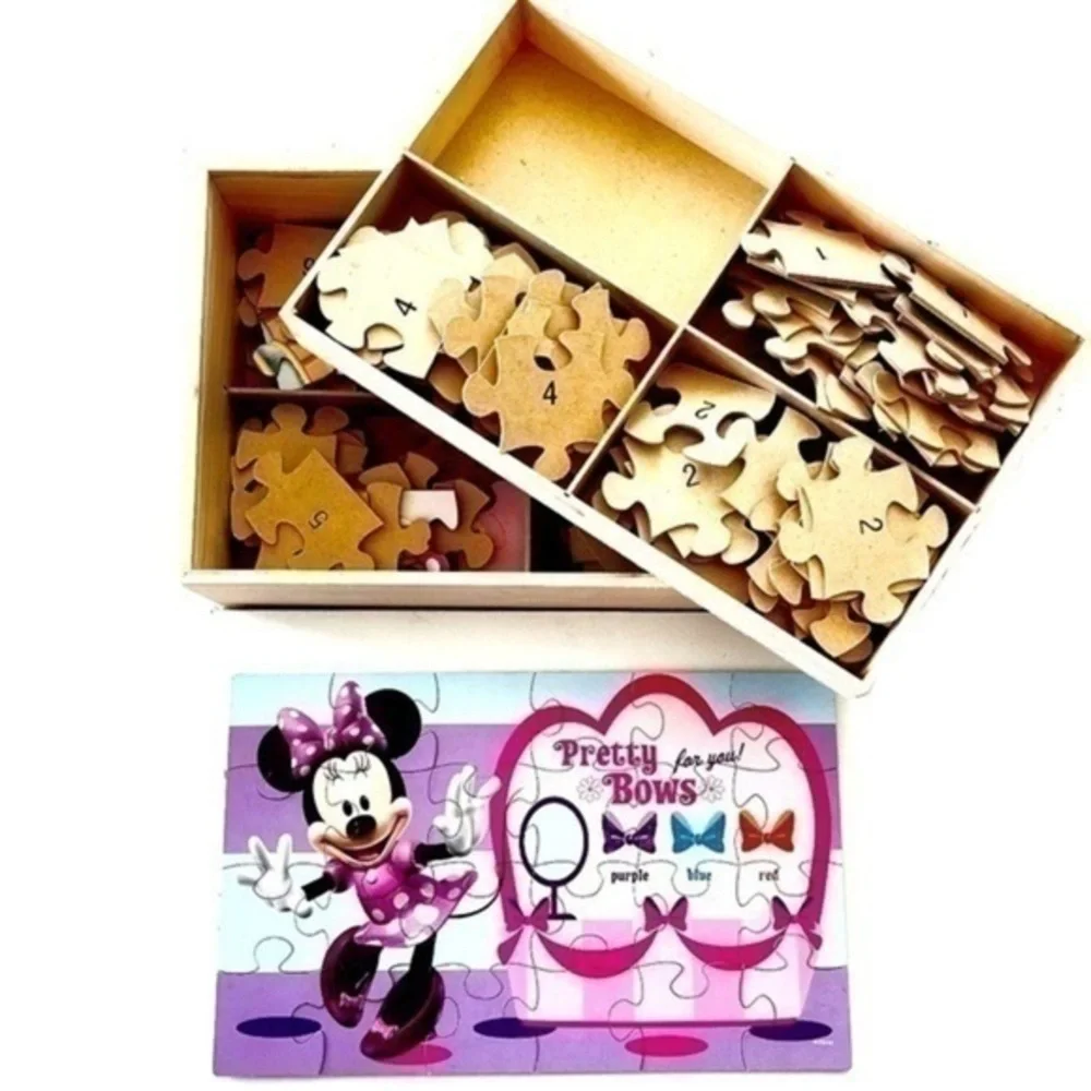 8 PUZZLES! - 24 PC EACH - w/ WOOD STORAGE BOX!